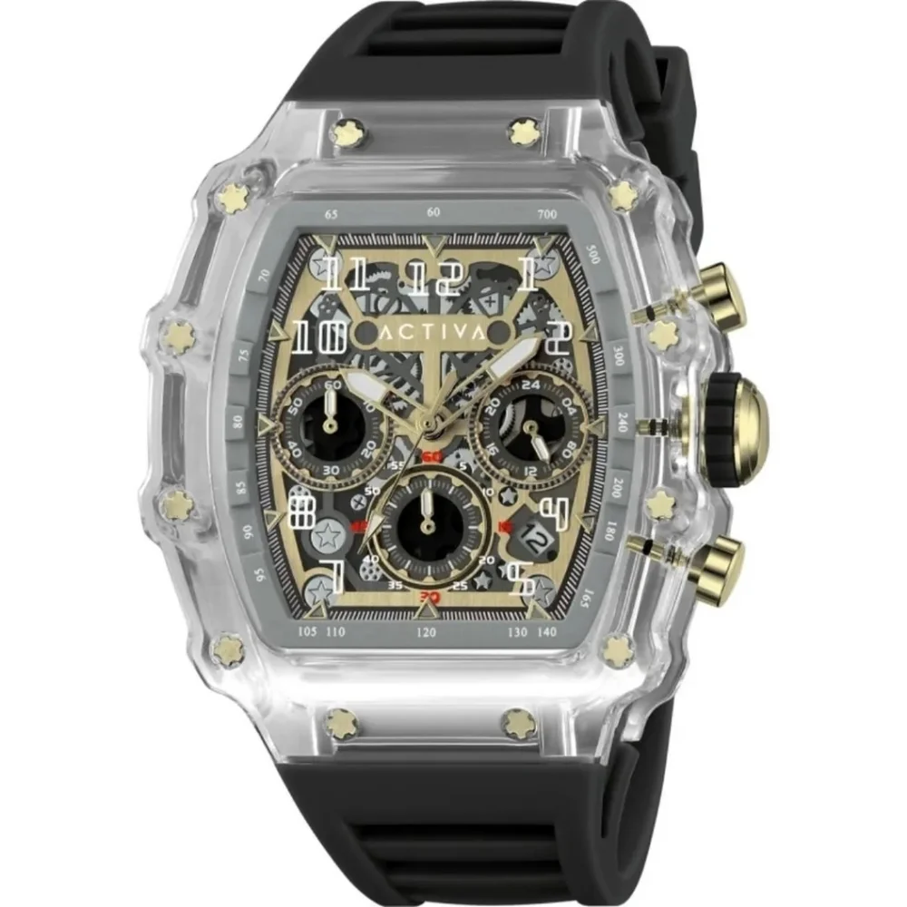 Activa Fury Tranparent Men's Watch Skeleton Dial 44.3mm Chronograph ACW2305-024